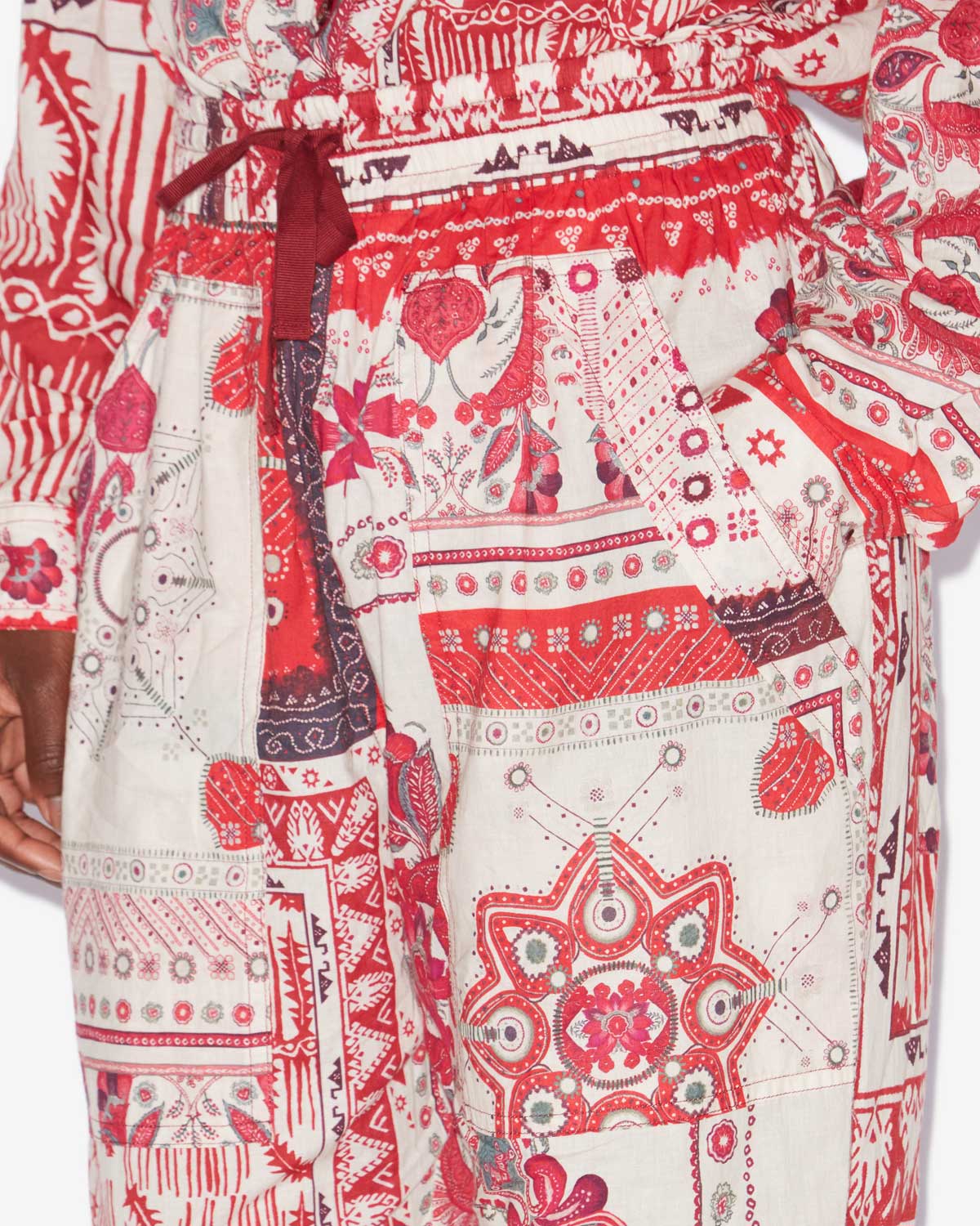 Fedora cotton voile bandana print pants - Red and ecru - Woman - 2