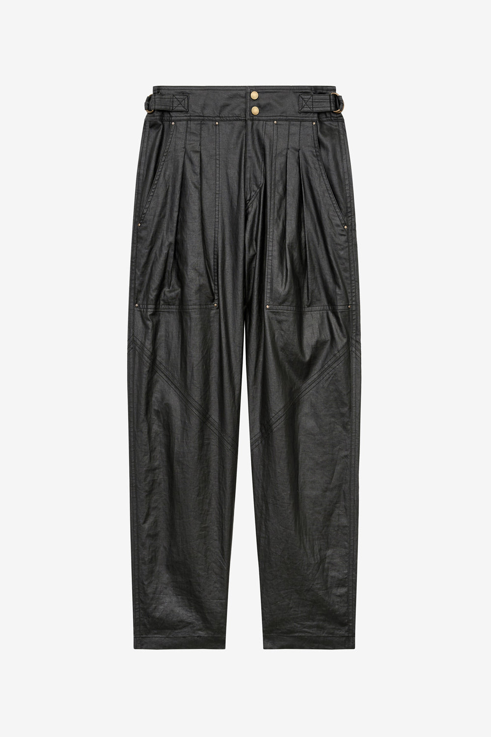 Pantalon droit fidji en lin enduit - Noir - Woman - 1