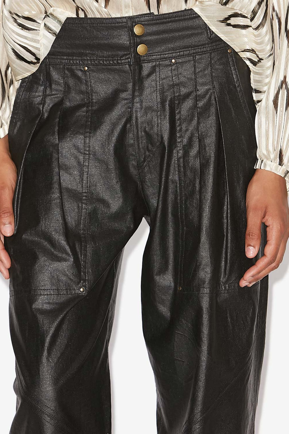 Pantalon droit fidji en lin enduit - Noir - Woman - 3