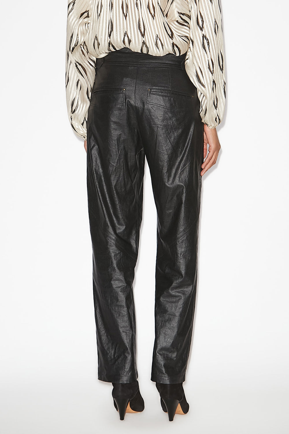 Pantalon droit fidji en lin enduit - Noir - Woman - 5