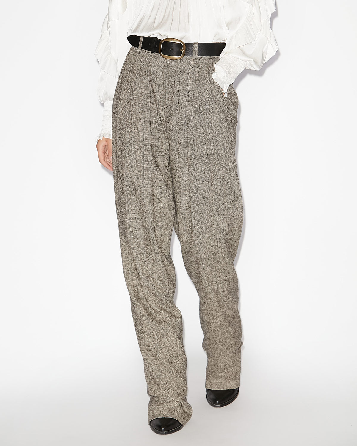 Pantaloni iwena Woman Black and ecru 4