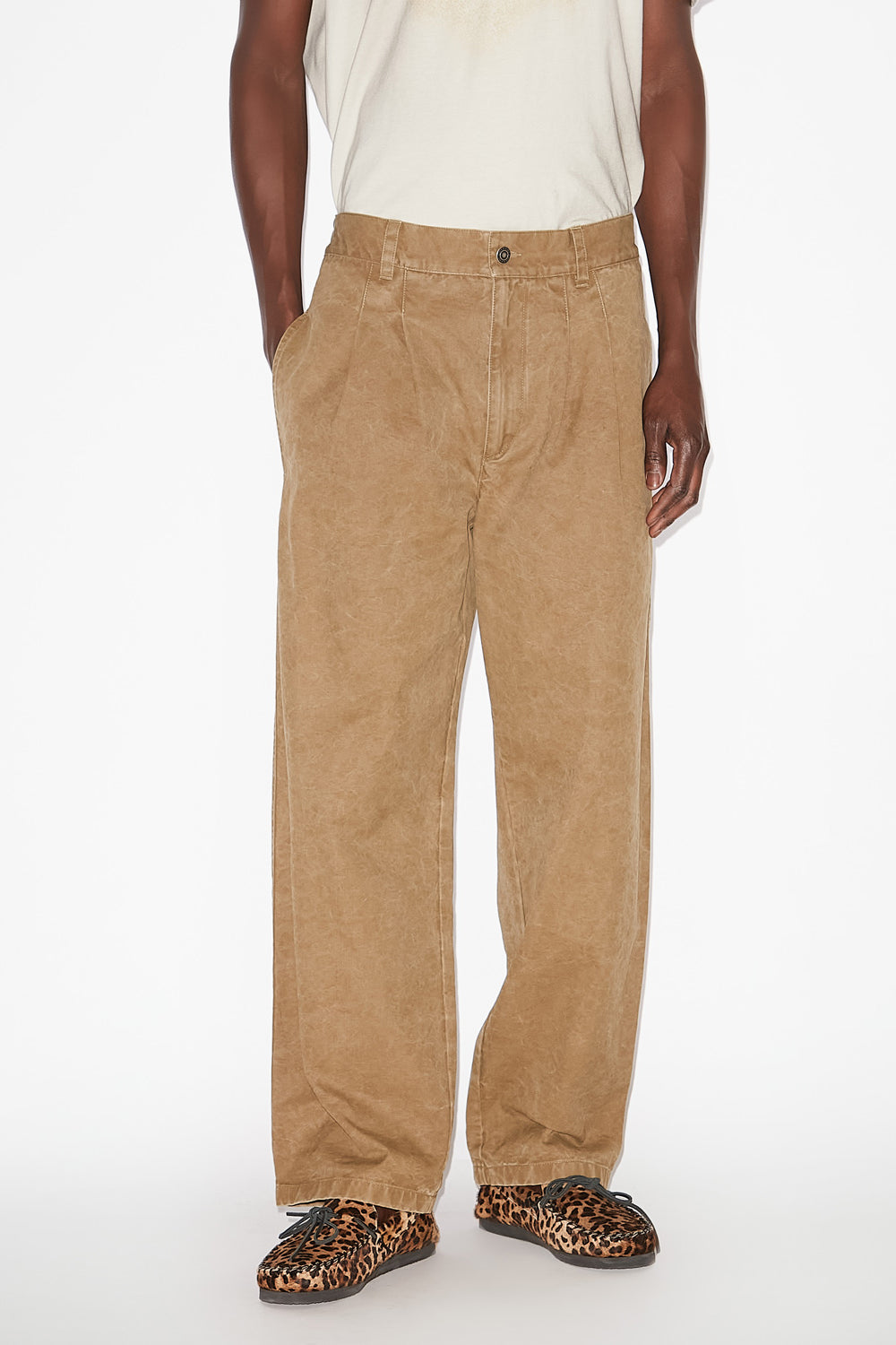 Pantalon kostin en coton enduit - Light bronze - Man - 4