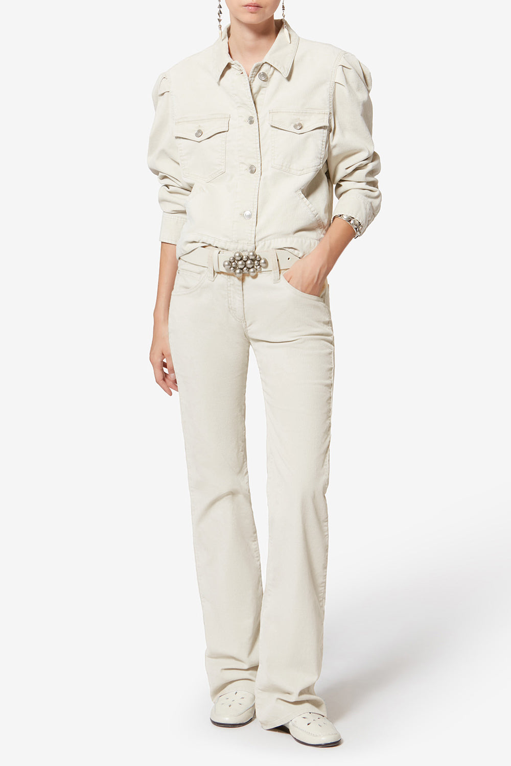 Kelly faded corduroy bootcut pants - Ecru - Woman - 2