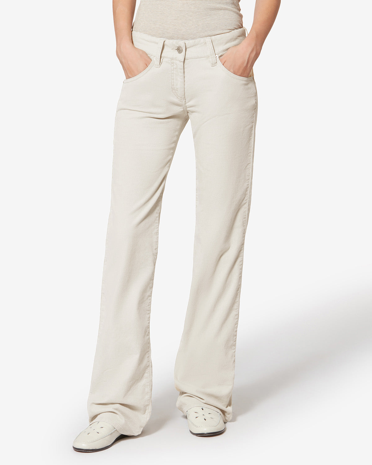 Kelly faded corduroy bootcut pants - Ecru - Woman - 3