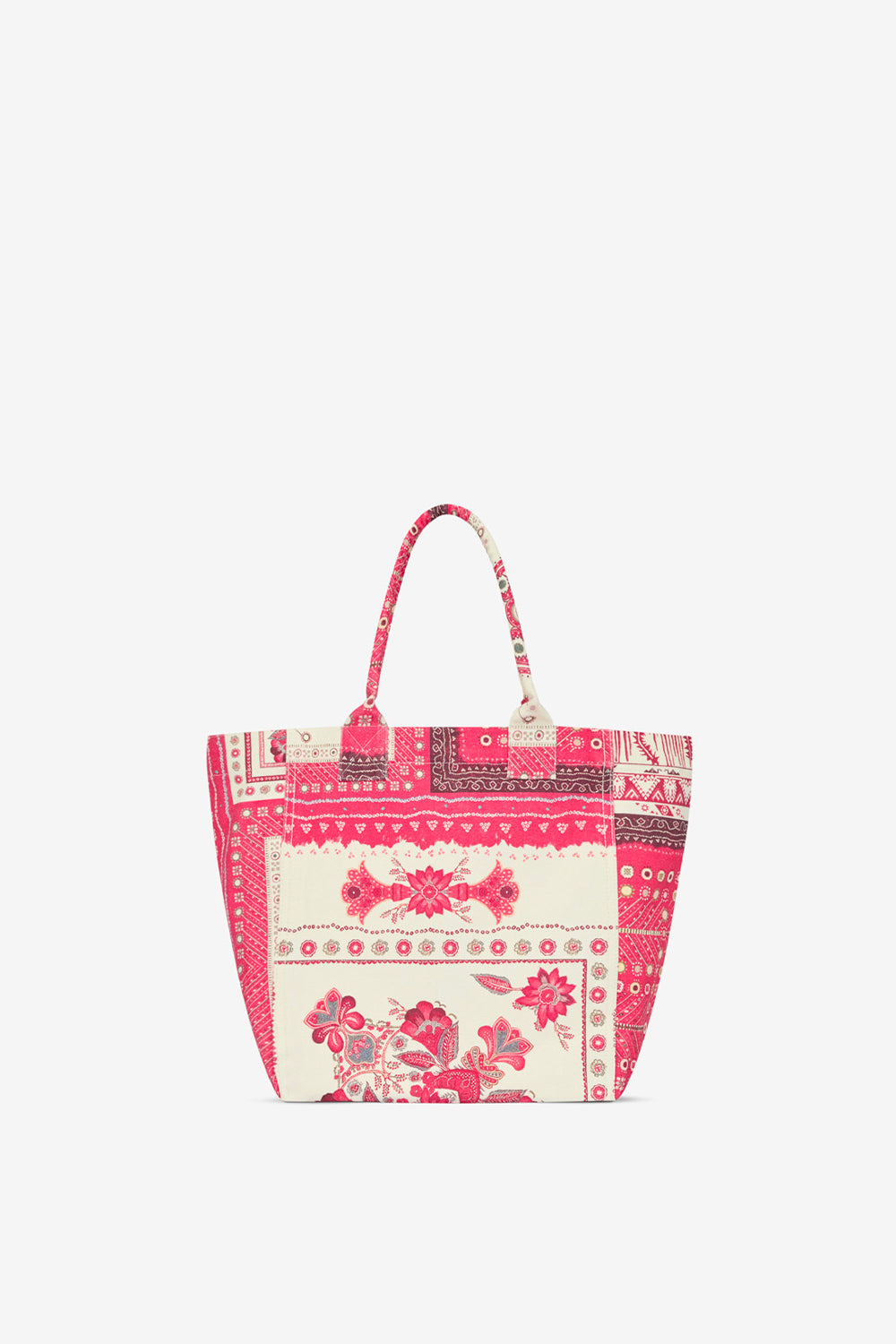 Borsa small yenky in cotone stampato con logo - Rosso - Woman - 2