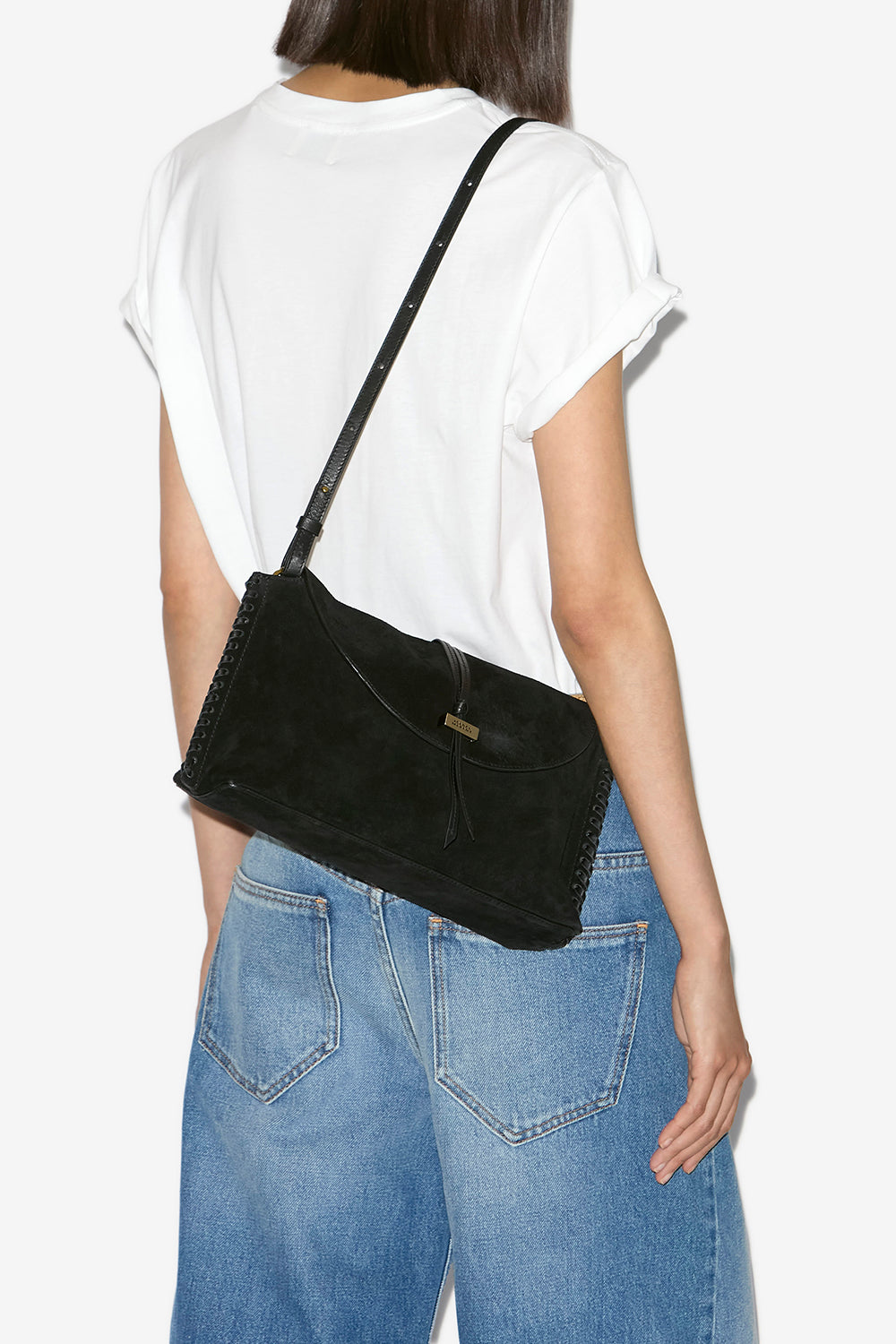 Sac pochette silao en cuir de veau velours tressé - Noir - Woman - 2