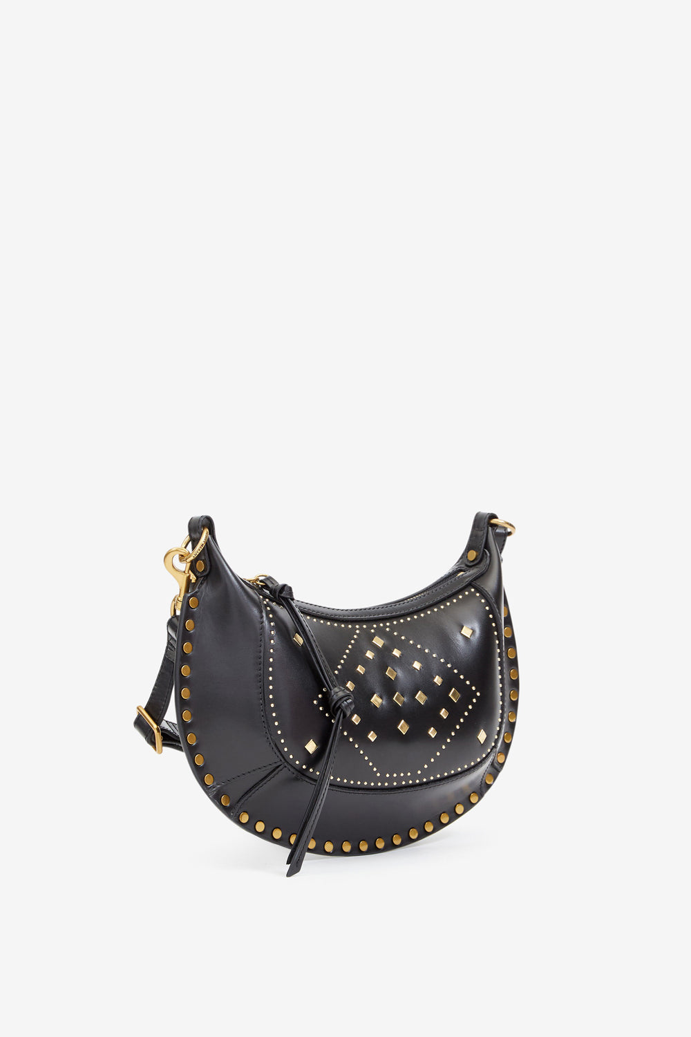 Oskan moon studded leather graphic pattern shoulder bag - Black - Woman - 4