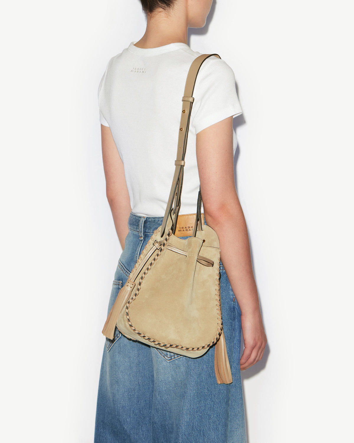 Bolso bombonera de piel de ante de becerro trenzada silao - Light beige - Woman - 4
