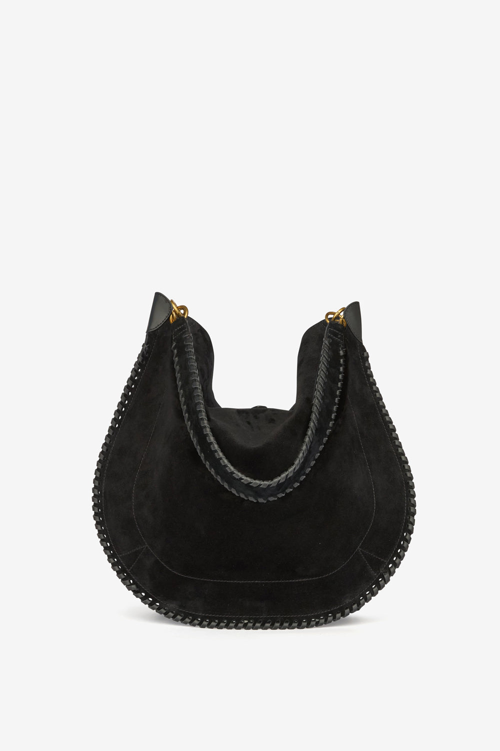 Borsa oskan hobo folk in pelle di vitello scamosciata intrecciata - Nero - Woman - 3