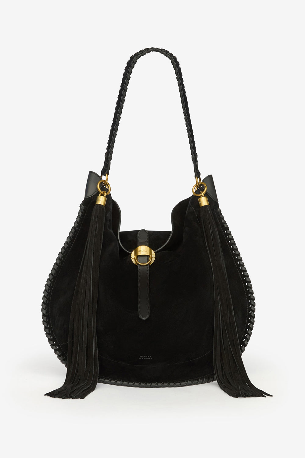 Borsa oskan hobo folk in pelle di vitello scamosciata intrecciata - Nero - Woman - 6