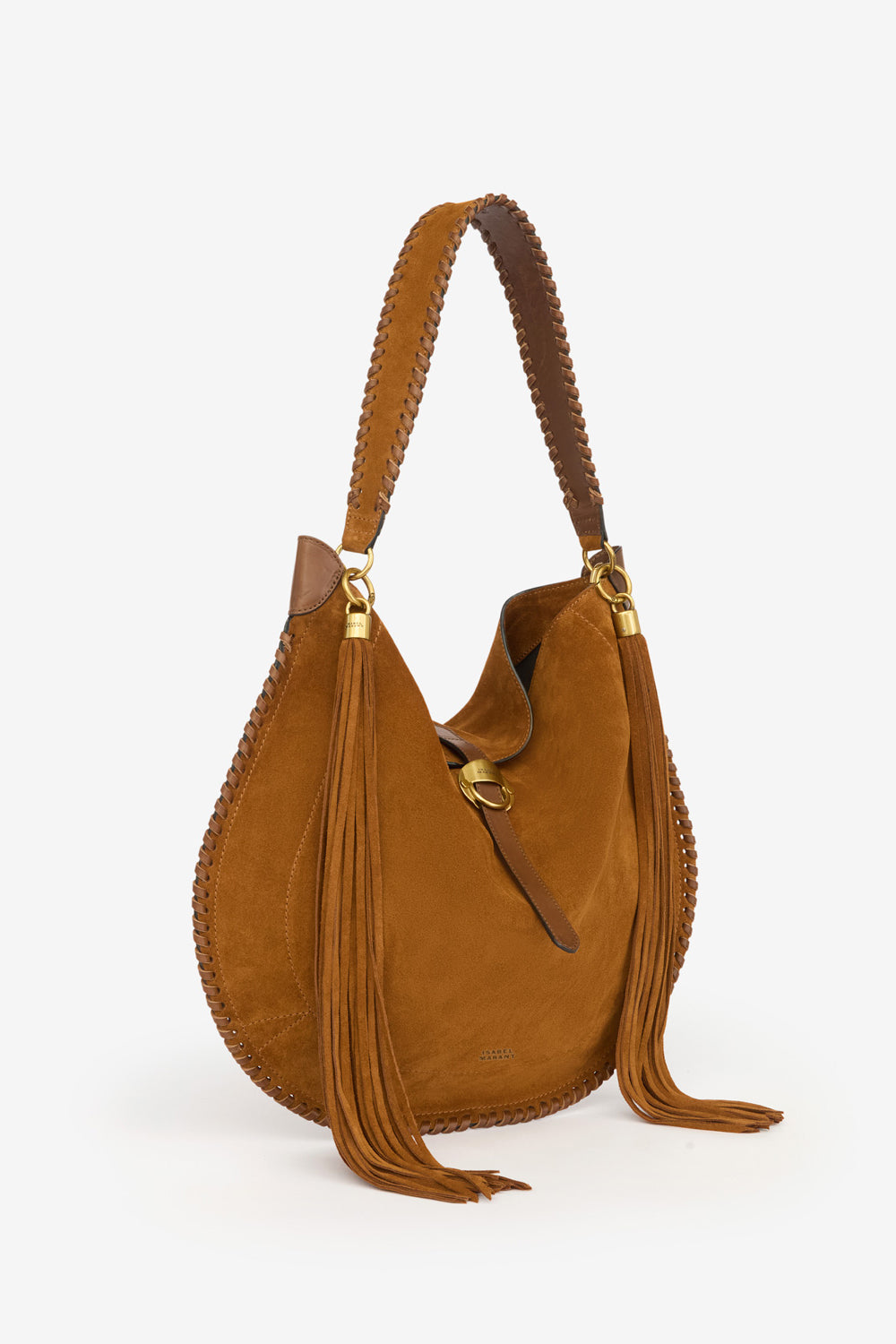 Oksan hobo folk 땋은 스웨이드 송아지 가죽 백 - Cognac - Woman - 5