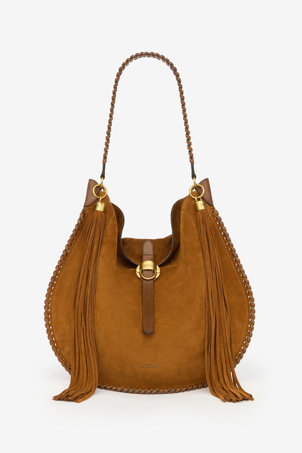 Oksan hobo folk 땋은 스웨이드 송아지 가죽 백 - Cognac - Woman - 1