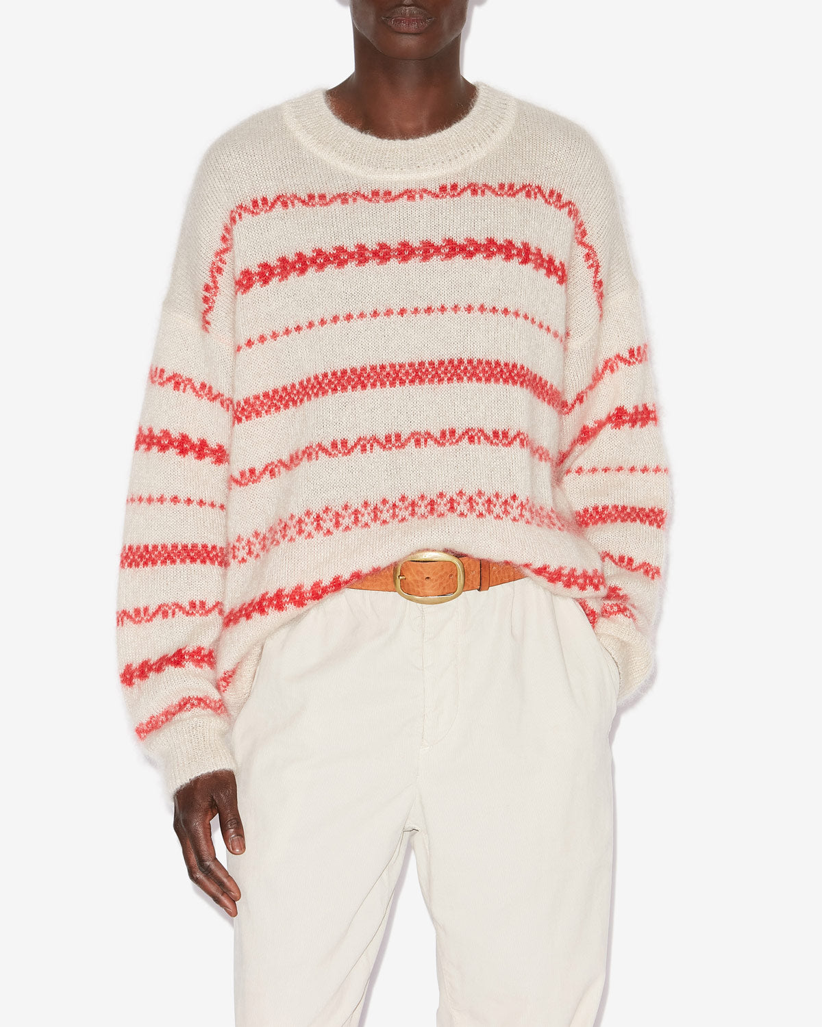 Amory sweater Man Ecru and red 5