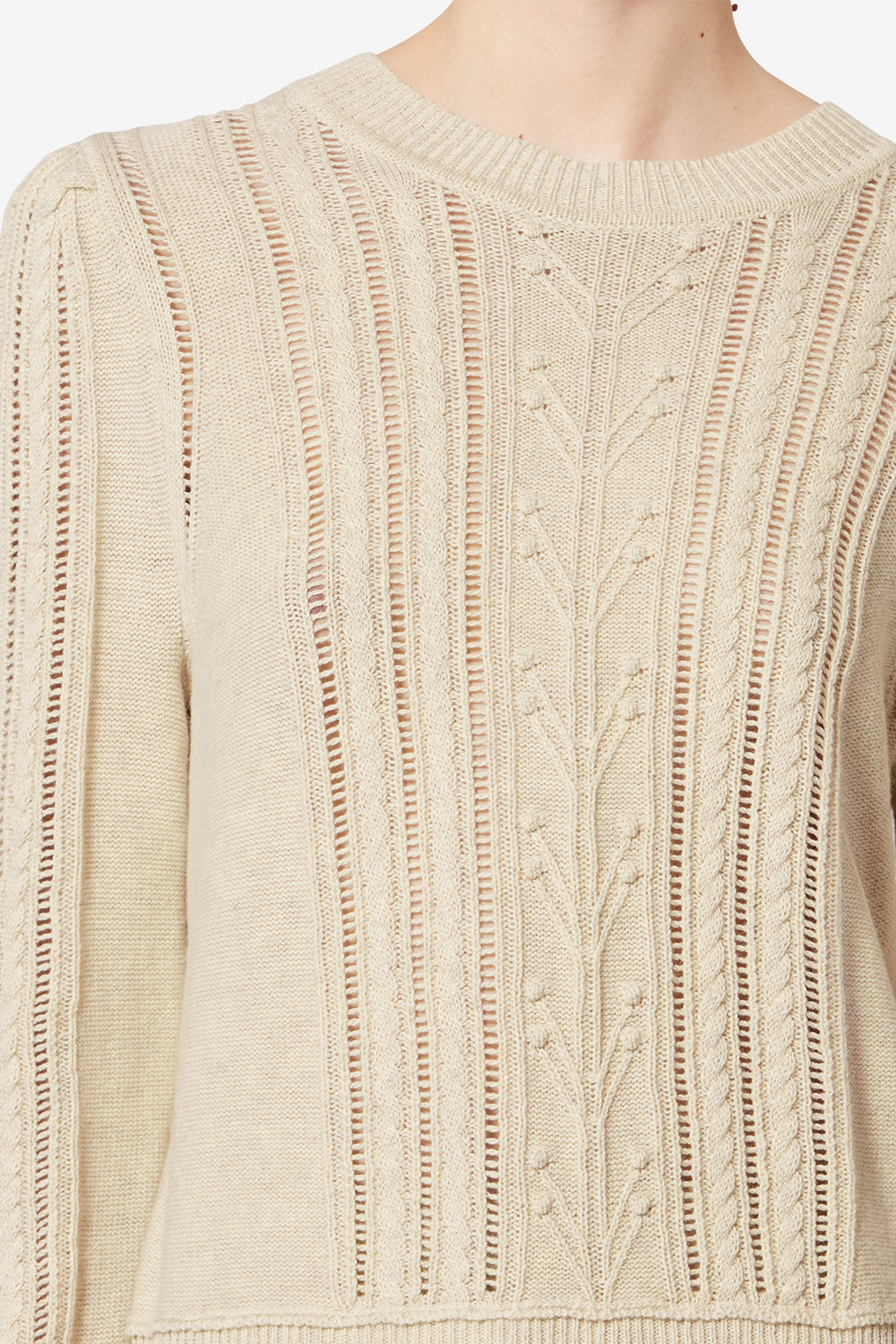 コットン混 透かし編みセーター - Light gray - Woman - 3