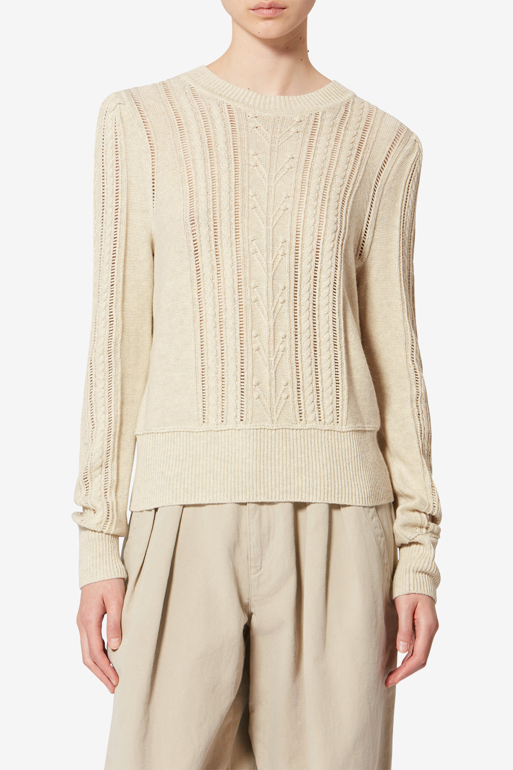 コットン混 透かし編みセーター - Light gray - Woman - 4