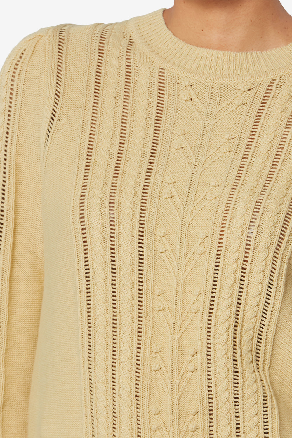 Kalyn openwork cotton blend sweater - Light yellow - Woman - 3