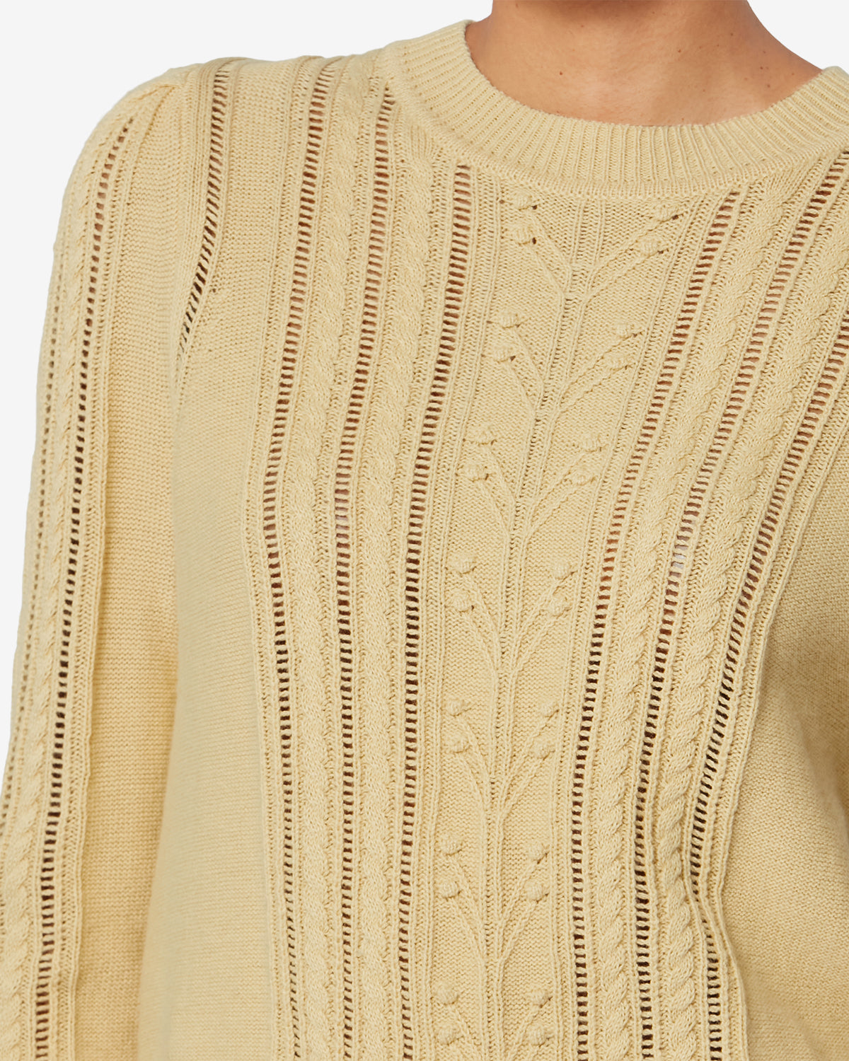 コットン混 透かし編みセーター - 淡い黄色 - Woman - 2