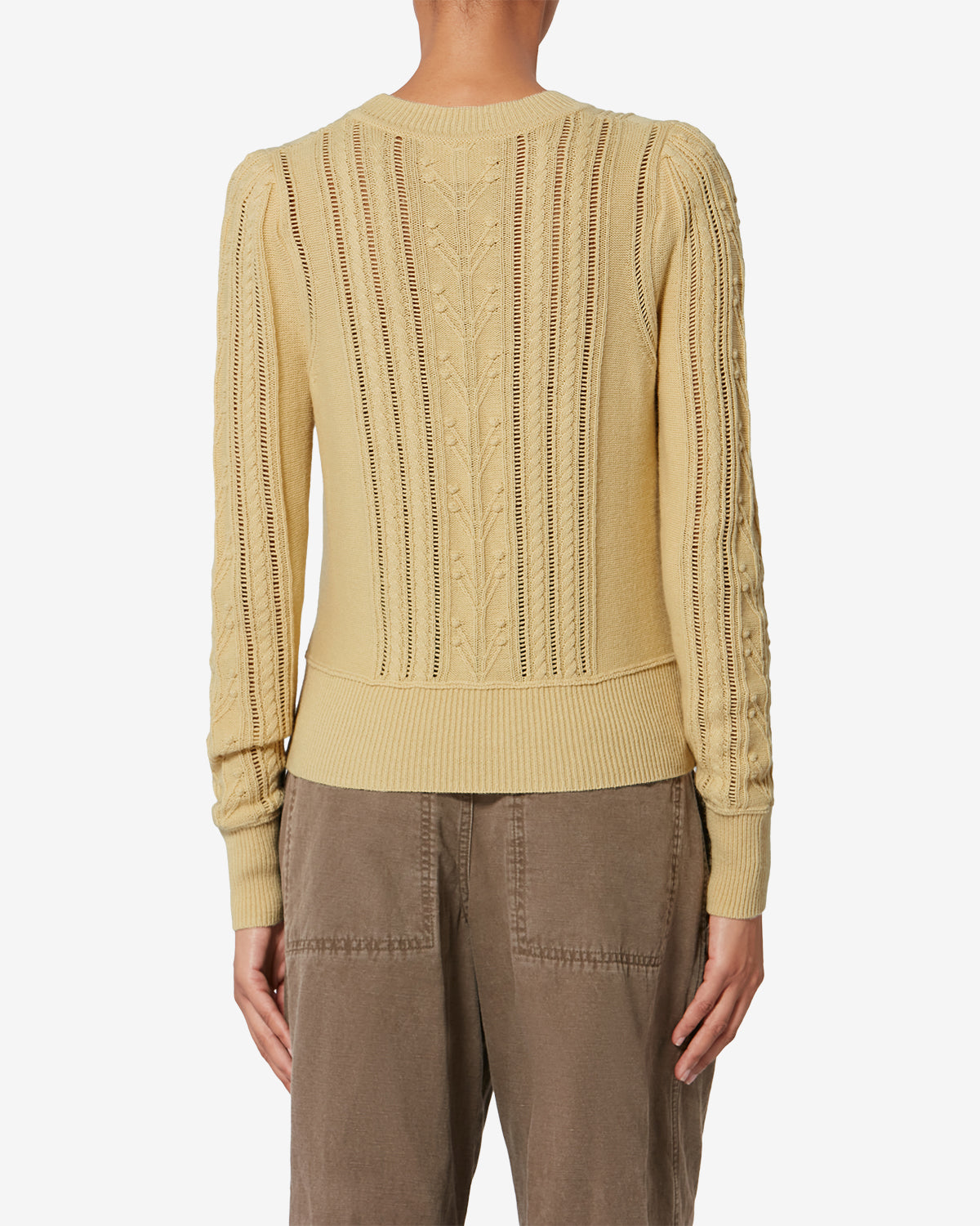 コットン混 透かし編みセーター - 淡い黄色 - Woman - 4