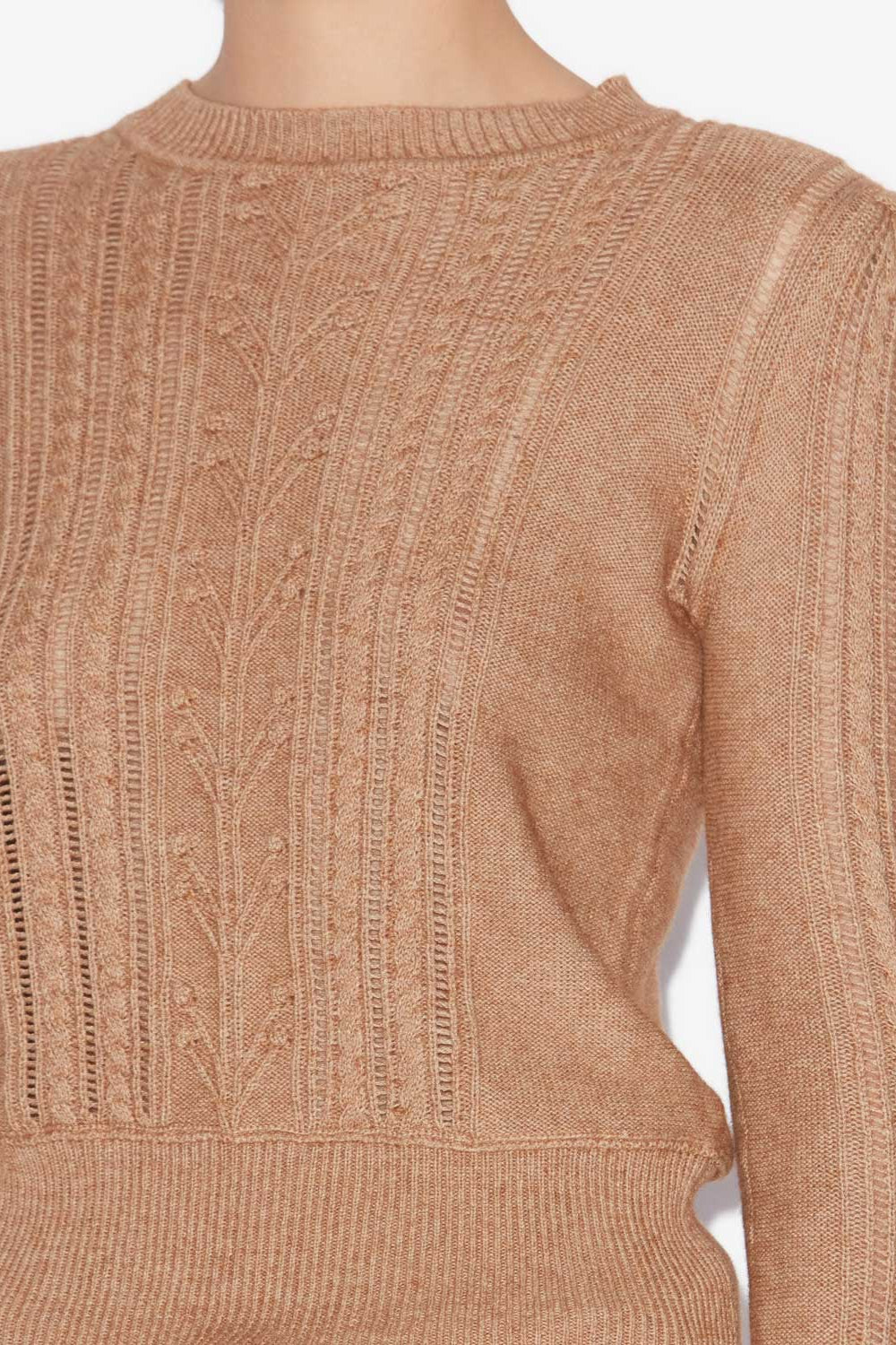 Eng anliegender pullover kalyn aus baumwolle und wolle - Camel - Woman - 3