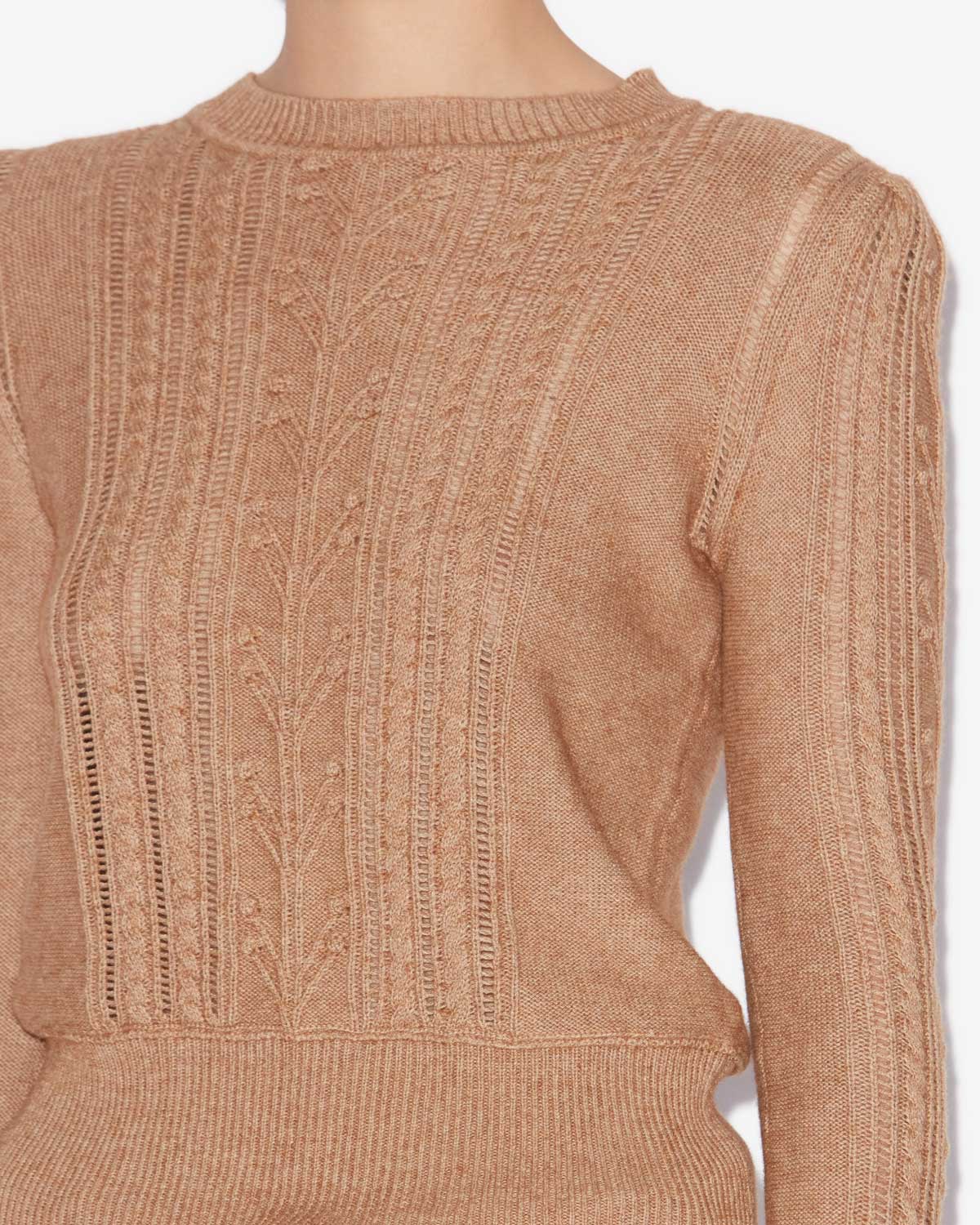 Maglione attillato kalyn in cotone e lana - Camel - Woman - 2