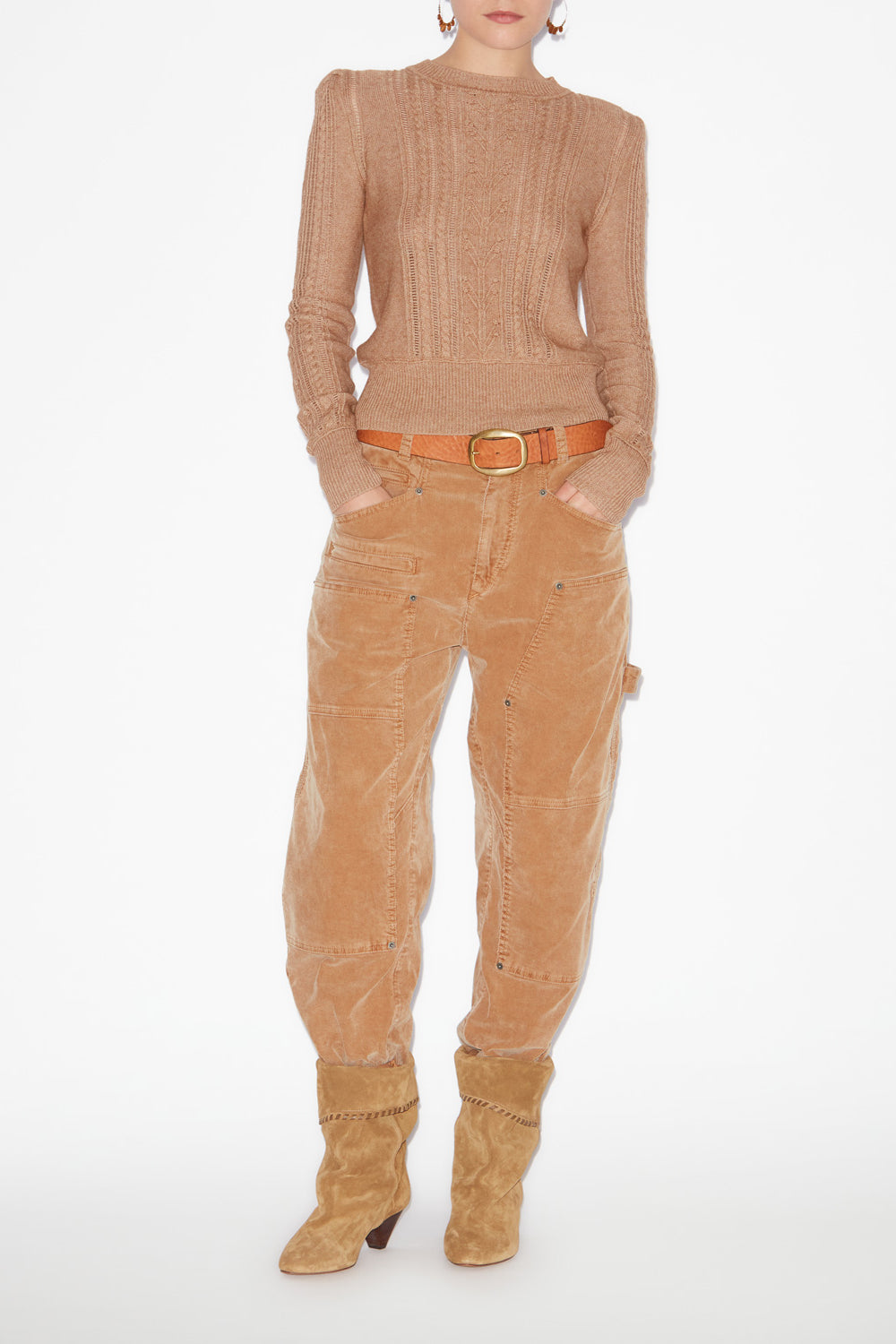 Eng anliegender pullover kalyn aus baumwolle und wolle - Camel - Woman - 2