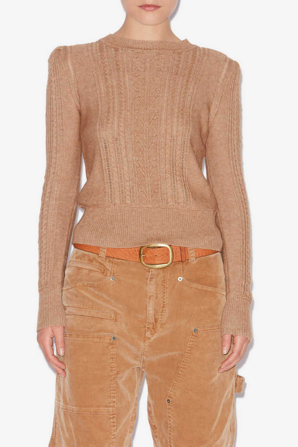 Eng anliegender pullover kalyn aus baumwolle und wolle - Camel - Woman - 4