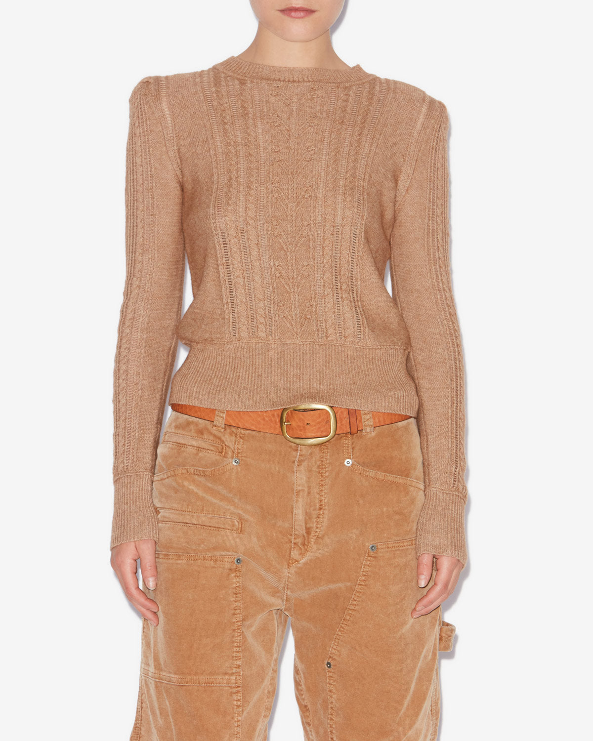 Maglione attillato kalyn in cotone e lana - Camel - Woman - 3