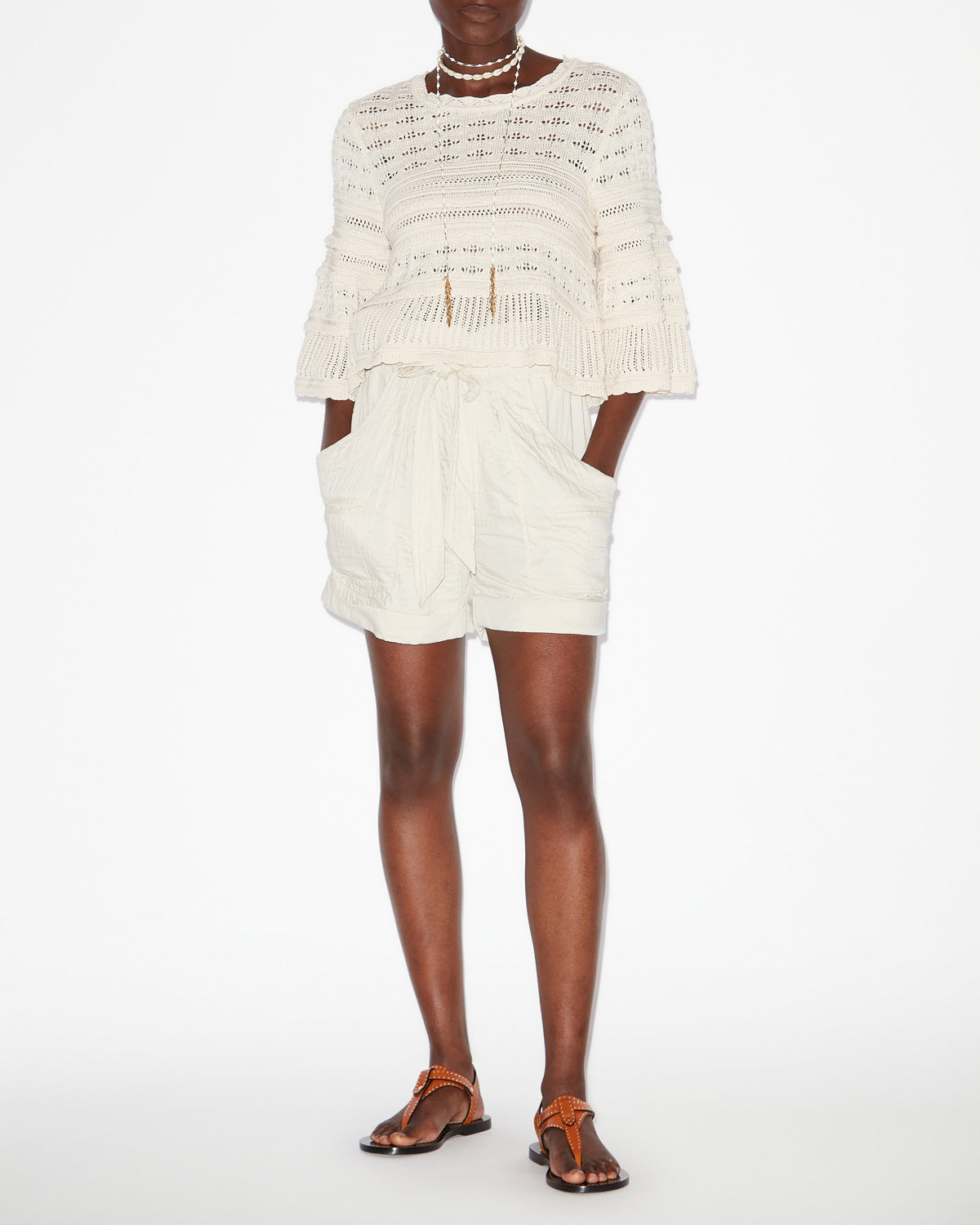 Maglione ampio azelia in maglia traforata - Ecru - Woman - 1