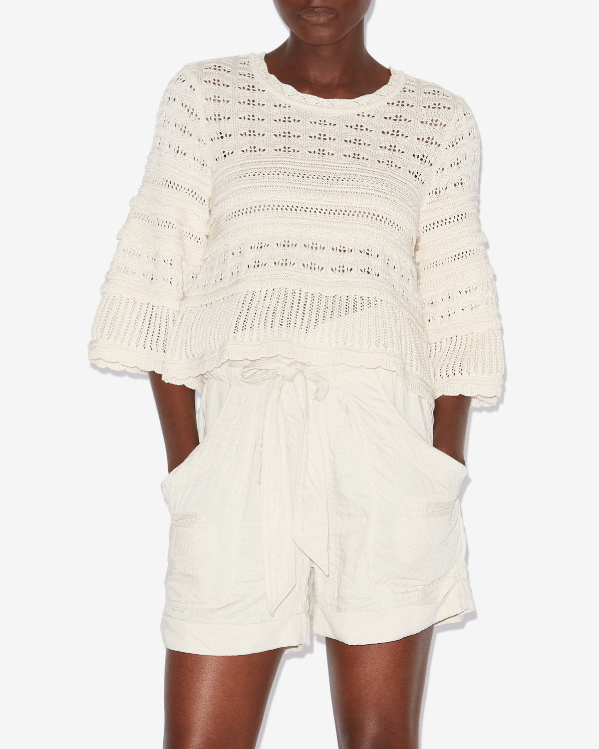 Maglione ampio azelia in maglia traforata - Ecru - Woman - 3