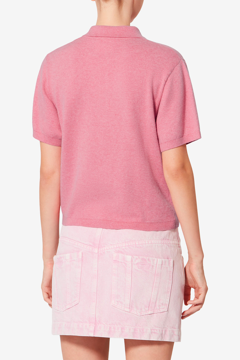 Althea cotton and wool blend knit polo with logo - Bubblegum-granita - Woman - 5