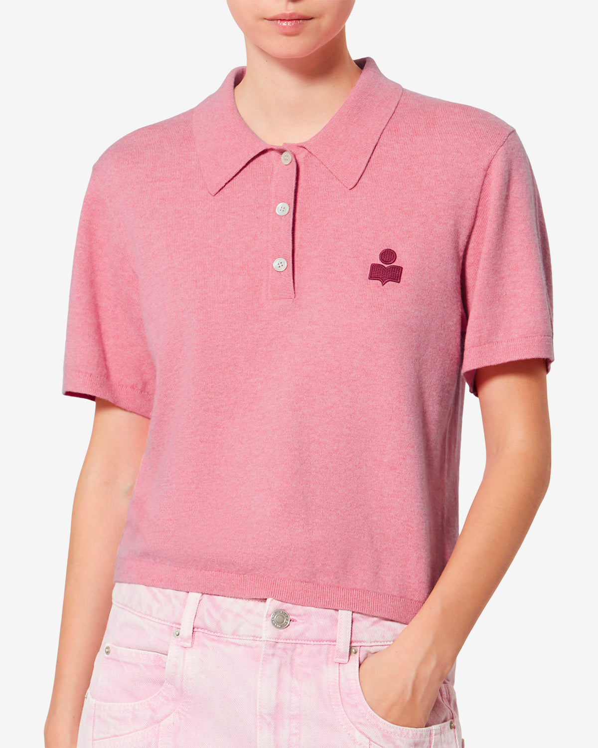 Polo althea in cotone e lana con logo - Bubblegum-granita - Woman - 3
