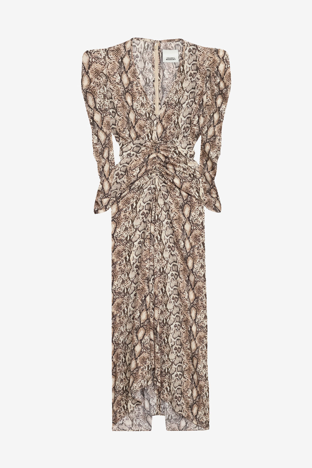 Abito albini midi arricciato in misto seta - Naturale - Woman - 1