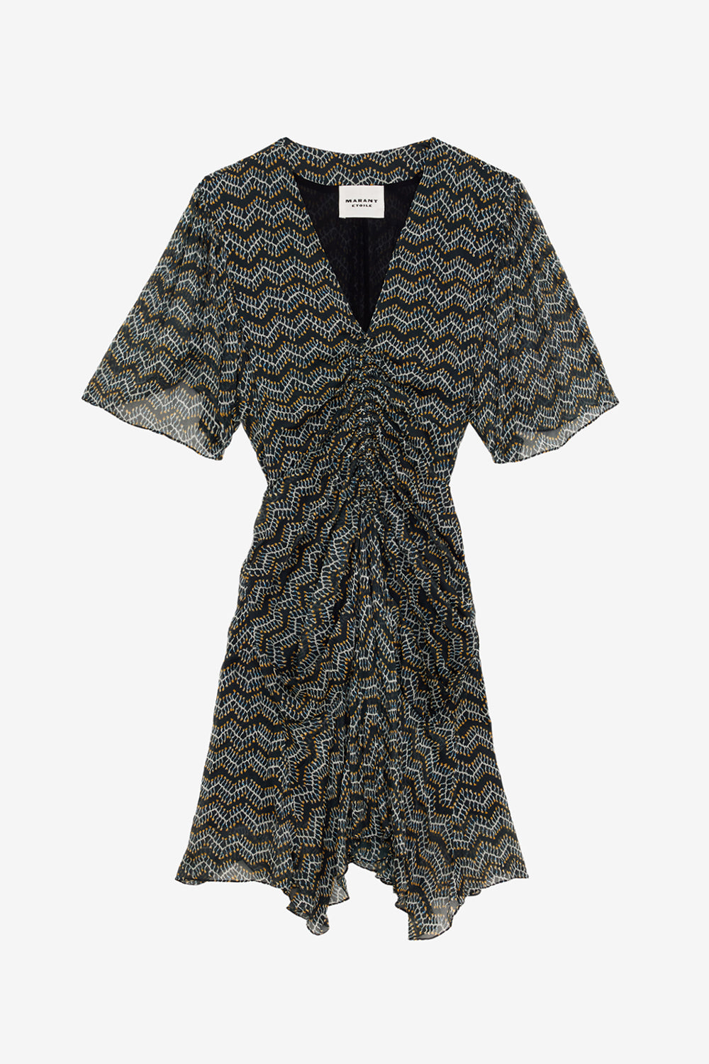 Vestido corto de gasa estampado vivienne - Negro lavado - Woman - 1