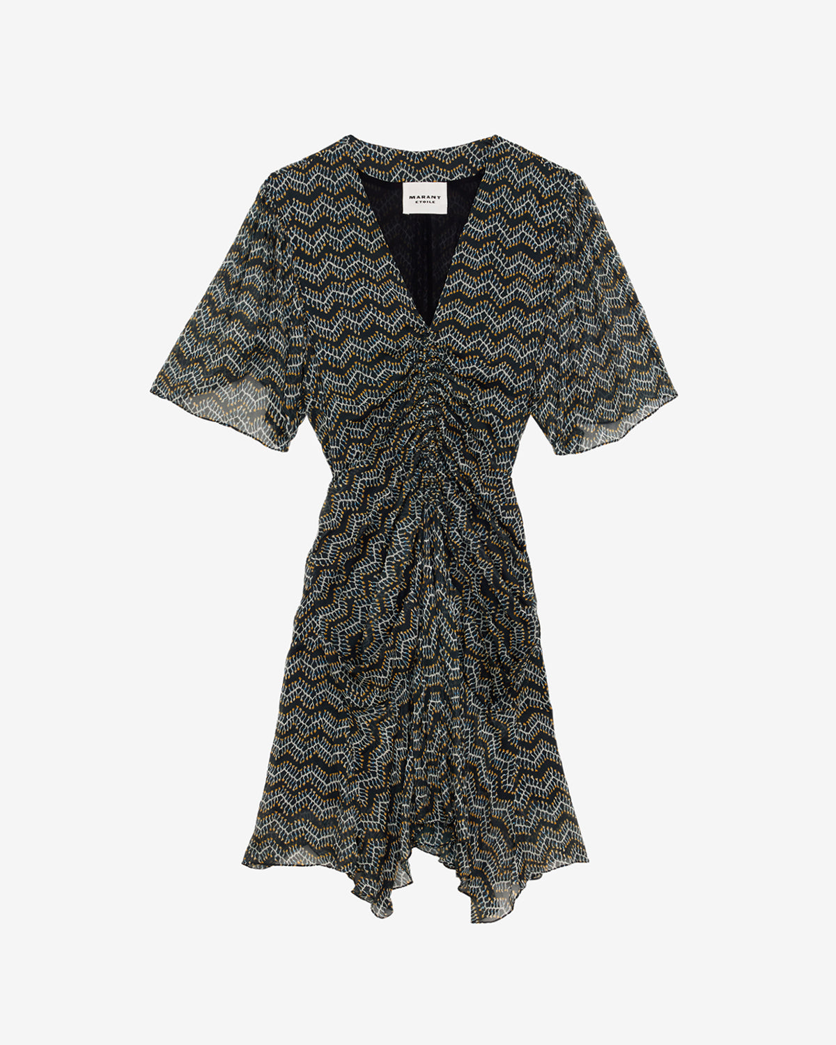 Vestido corto de gasa estampado vivienne - Negro lavado - Woman - 5