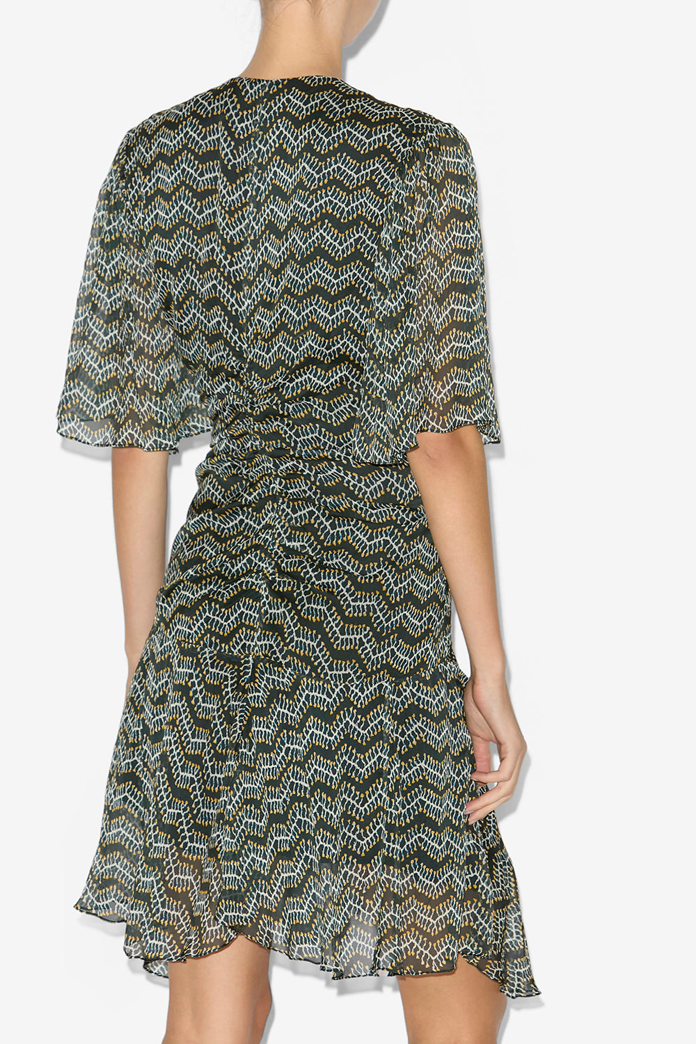 Vestido corto de gasa estampado vivienne - Negro lavado - Woman - 5