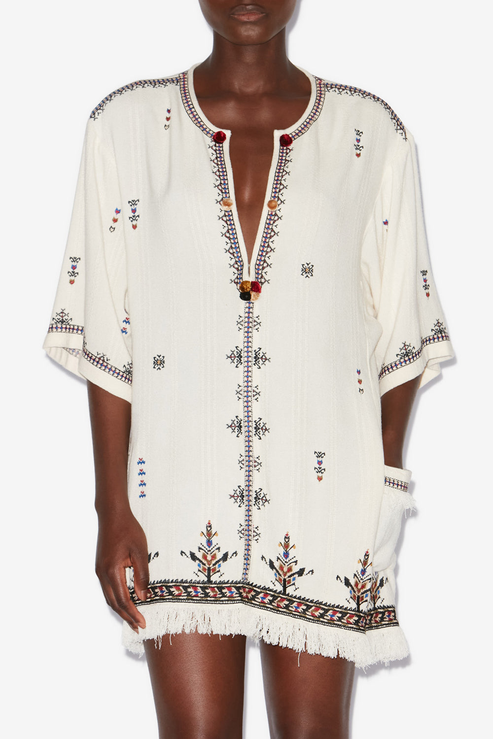 Kressy short embroidered gauze dress - Ecru - Woman - 4