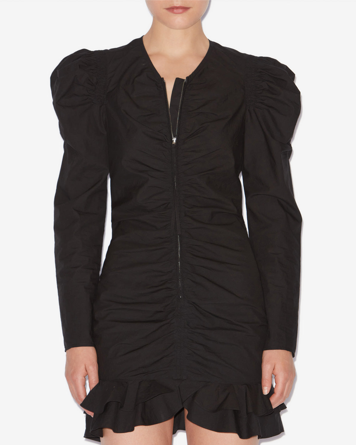 Briali short zippered crisp cotton dress - Black - Woman - 3