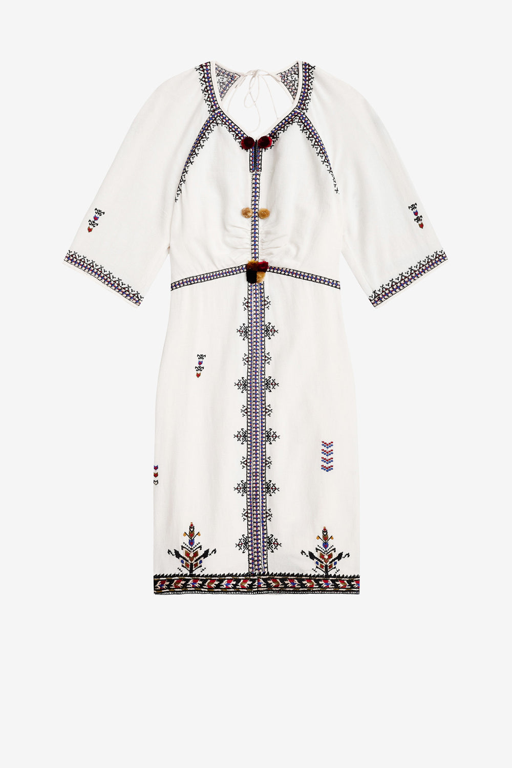 Zatini short open back embroidered gauze dress - Ecru - Woman - 1