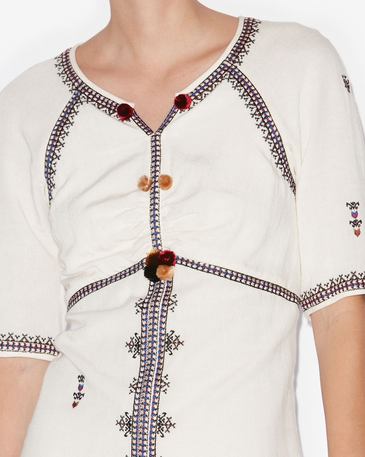 Zatini short open back embroidered gauze dress - Ecru - Woman - 2