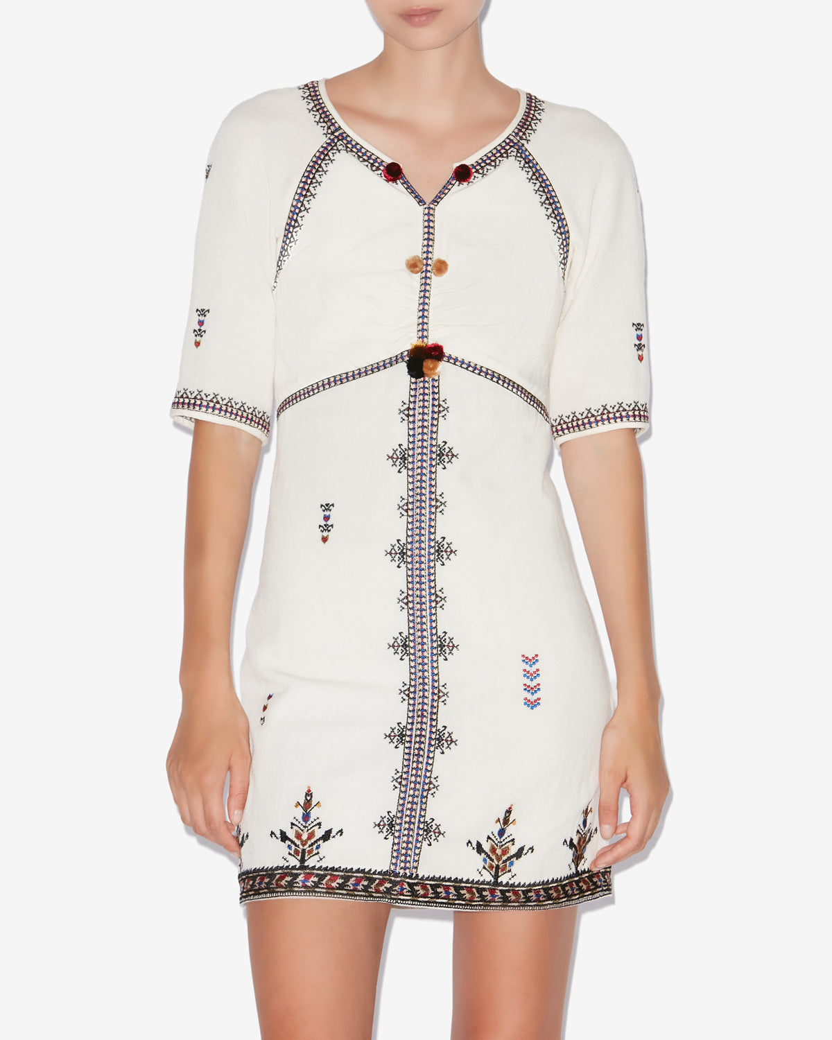 Zatini short open back embroidered gauze dress - Ecru - Woman - 3