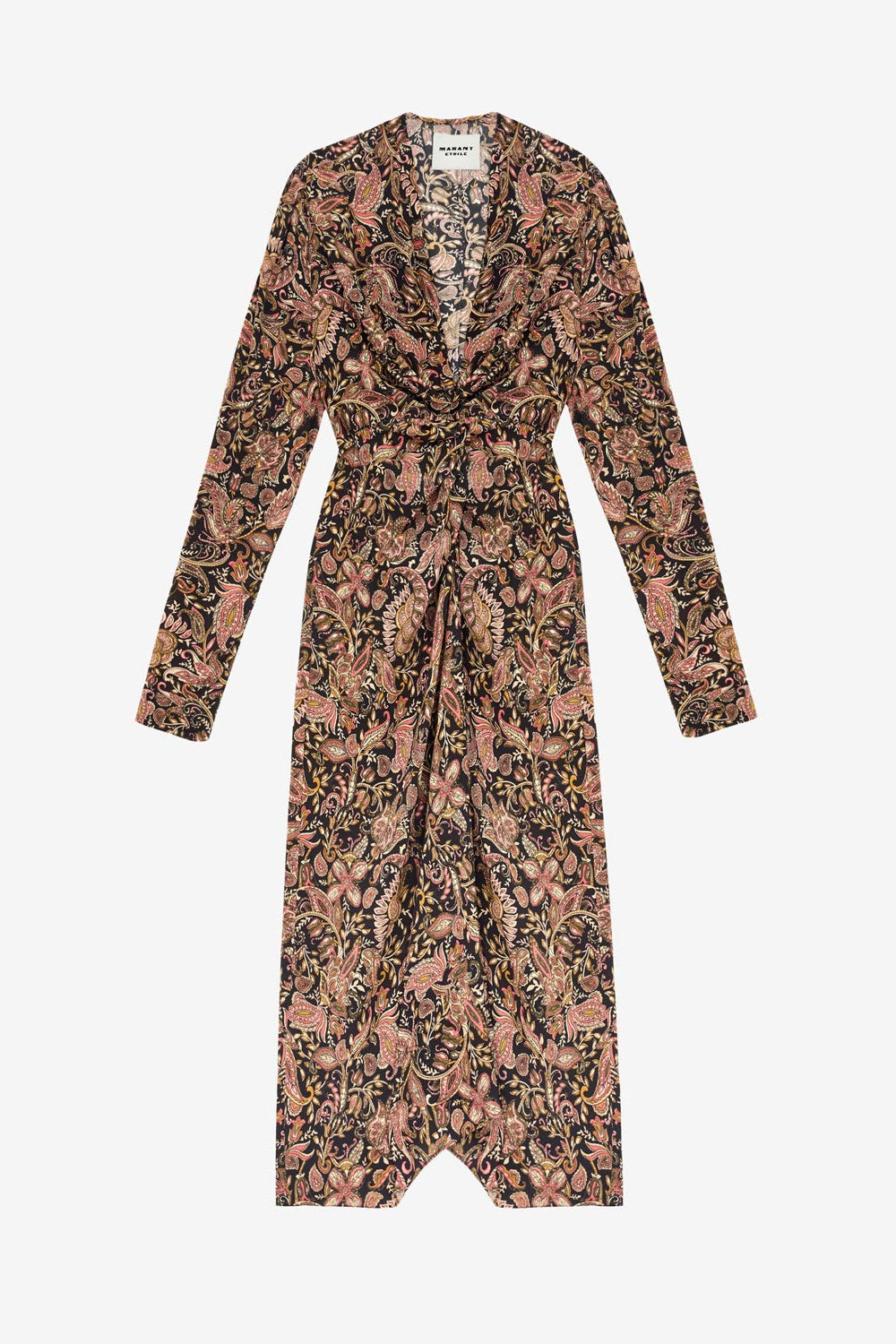 Zeliha printed long-sleeve midi dress - Black-ochre - Woman - 1