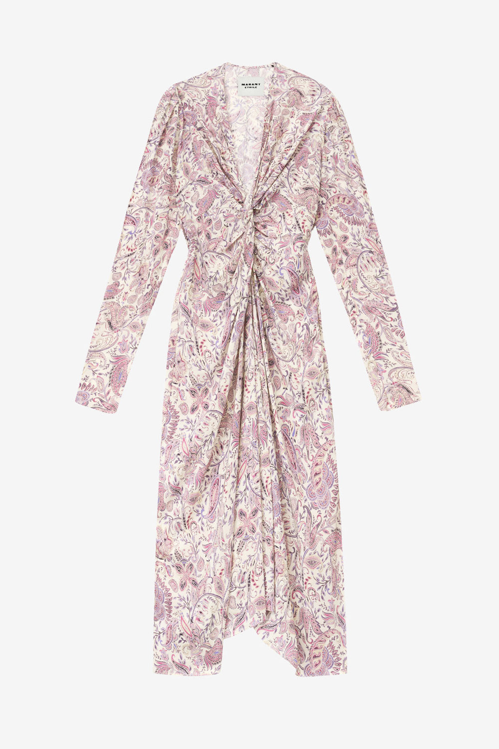 Abito midi zeliha con stampa a maniche lunghe - Ecru-purple - Woman - 1