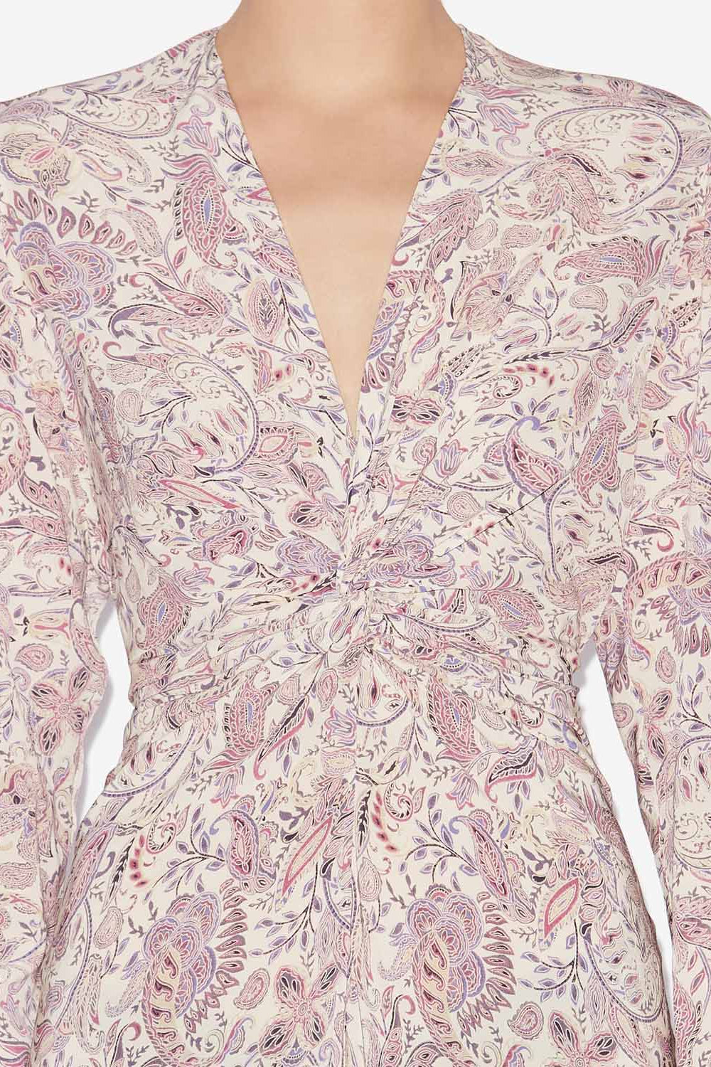 Abito midi zeliha con stampa a maniche lunghe - Ecru-purple - Woman - 3