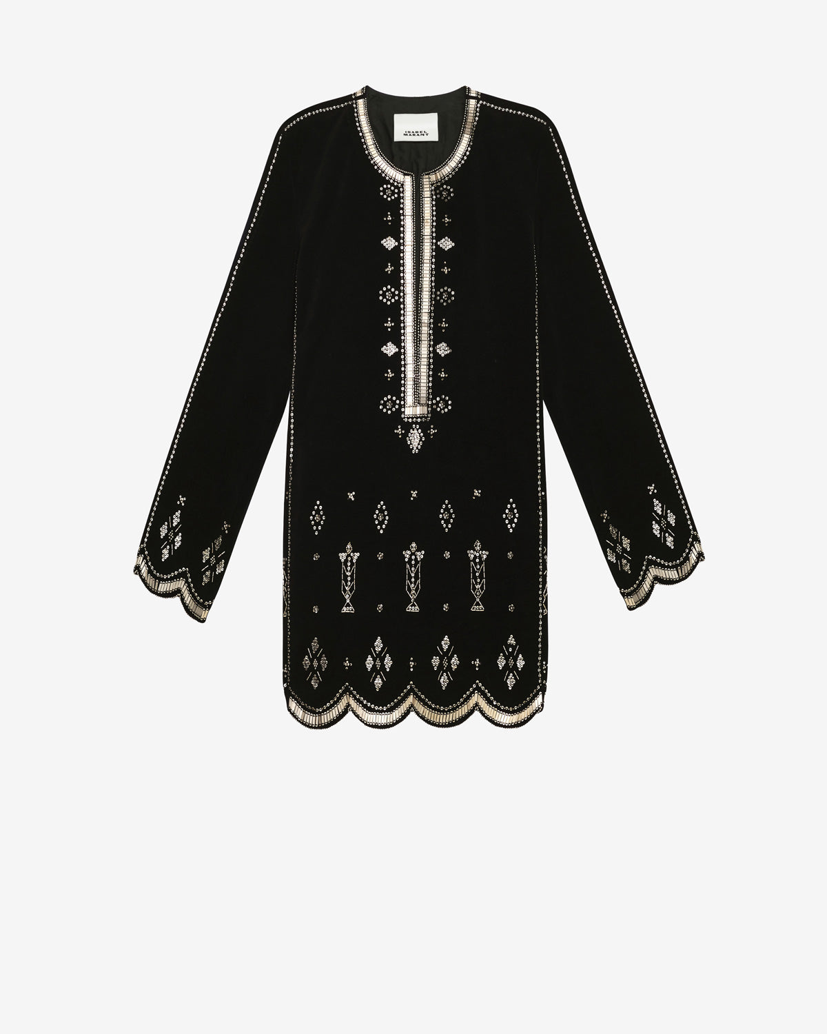 Helene short embroidered velvet dress - Black and silver - Woman - 5
