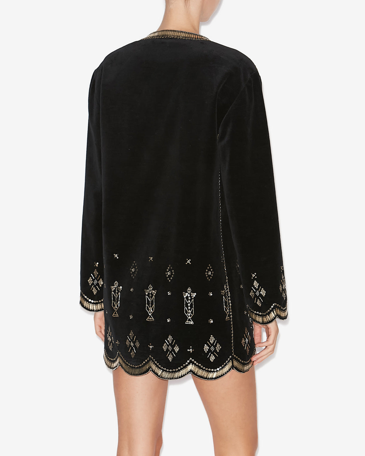 Helene short embroidered velvet dress - Black and silver - Woman - 4