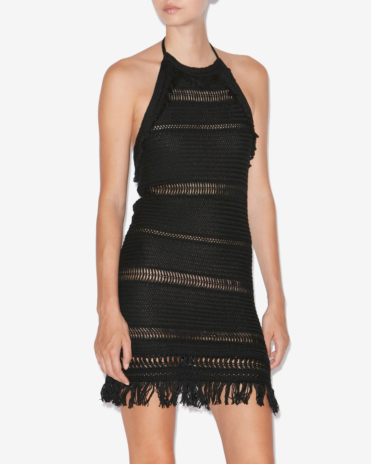 Aralia open back macramé knit dress - Black - Woman - 3