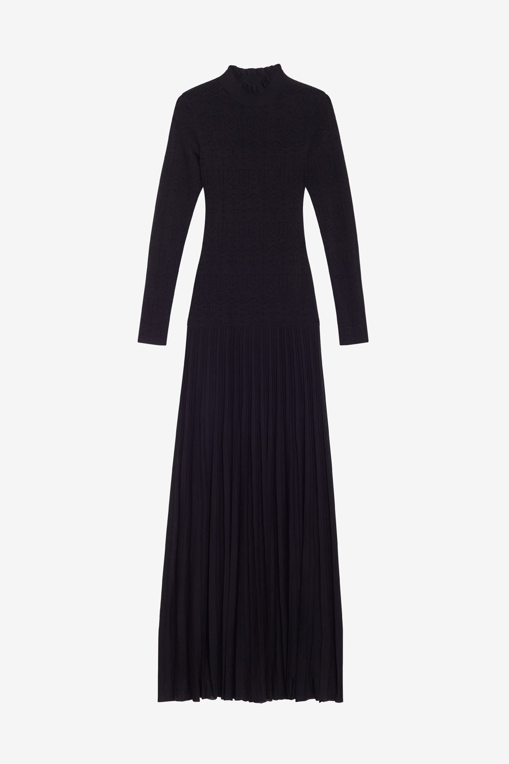 Gisole long fine crepe knit dress - Black - Woman - 1