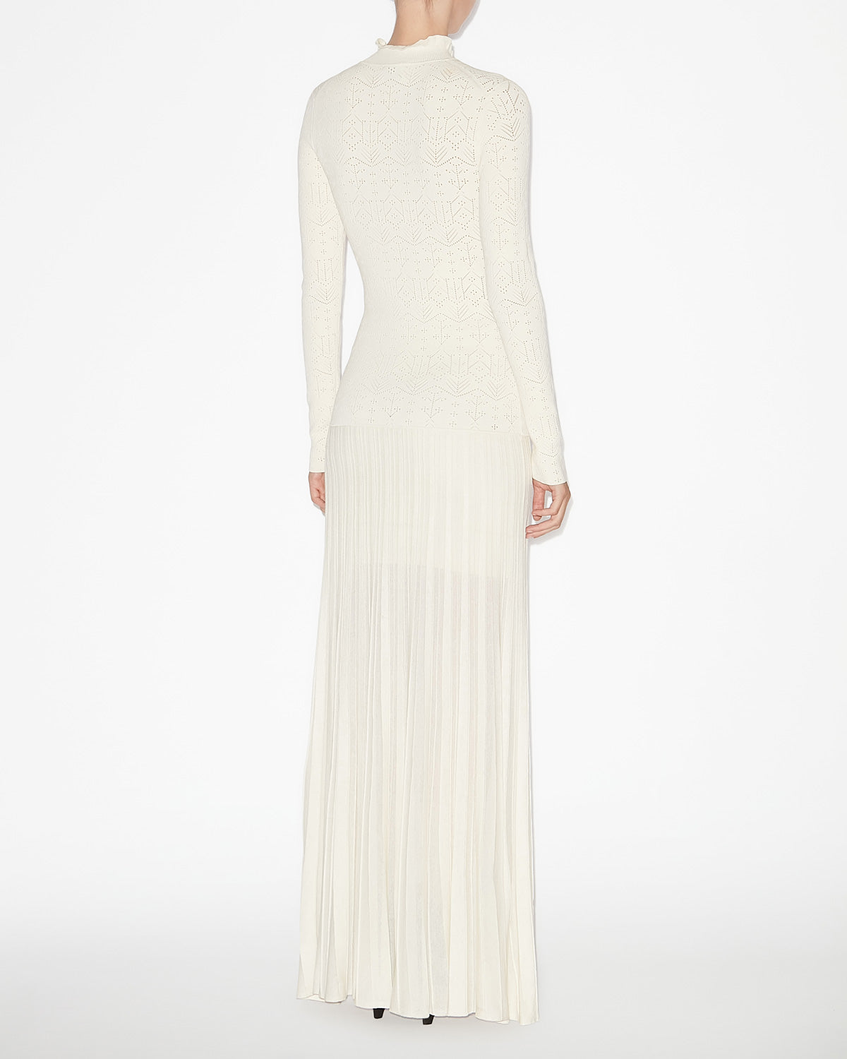Gisole long fine crepe knit dress - Ecru - Woman - 3
