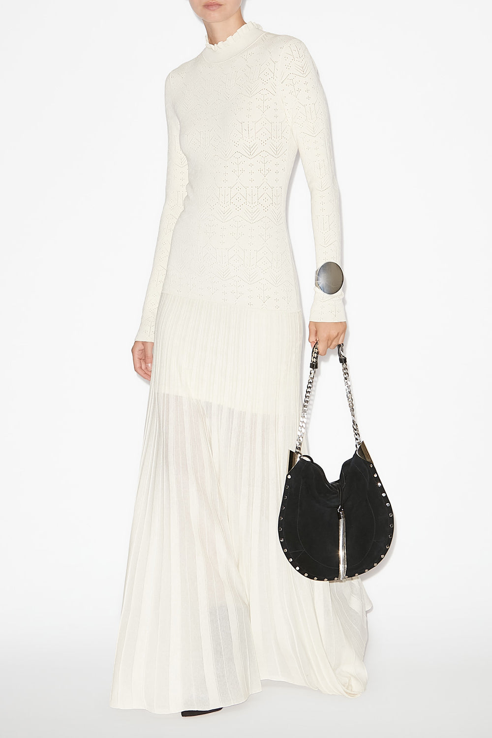 Gisole long fine crepe knit dress - Ecru - Woman - 2