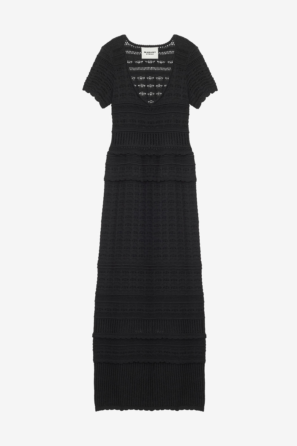 Vestido largo de punto calado poros - Negro - Woman - 1